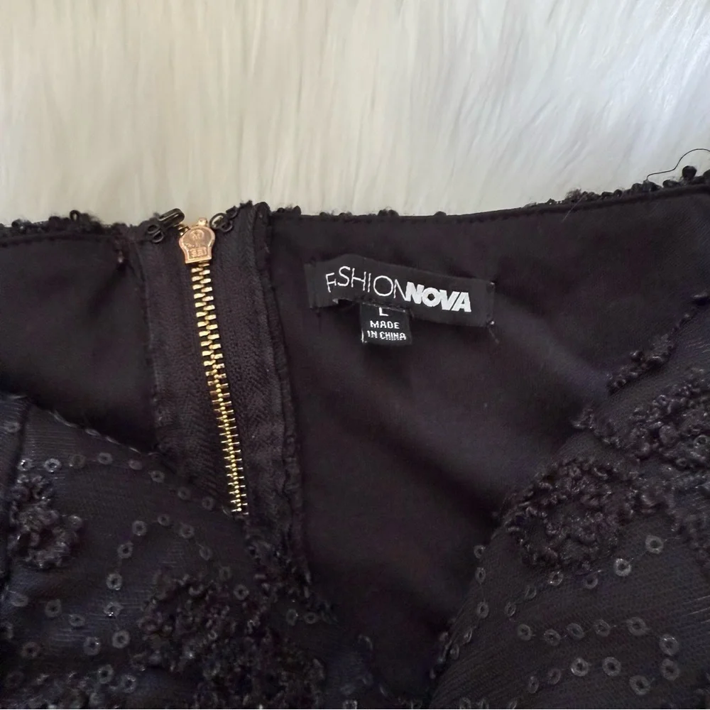 Fashion Nova Britney Rose Black Sleeveless Off-Shoulder Mini Dress Large - Picture 7 of 9